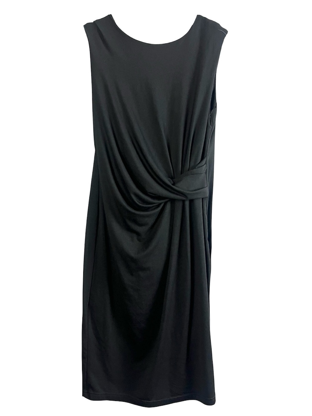 Philosophy Black Knot Front Drape Dress Sleeveless Cocktail LBD Midi Size L